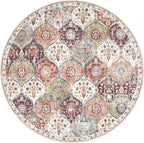 Lahome Moroccan Trellis Washable Round Area Rug, Soft Round Rugs 6ft Ultra-Thin Non-Slip, Vintage Large Circle Carpet for Bedroom Living Room Kitchen Nursery, Orange/Terracotta