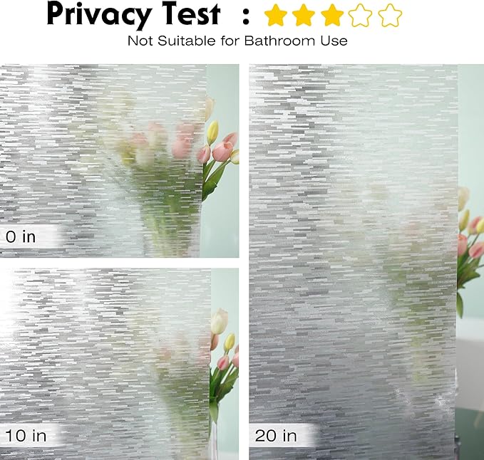 Volcanics Privacy Film - Frosted Glass, Removable Window Clings for Home Office, Static Cling Opaque Stickers, UV Blocking 23.6 x 78.7 Inches