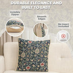 Charlotte Home Furnishings Throw Pillow Covers 16x16 in, Blue Flowers Decorative Couch Pillow Cover, Boho Decor European Tapestry Cushion Cases, Living Room Cozy Home Decor, Jacquard Woven Soft Cotton