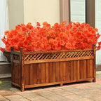 2 Bundles Artificial Eucalyptus Morning Glories with Ground Spikes,21.65 Inch Artificial Fall Flowers Faux Mums, UV Resistant Faux Shrubs Fake Mums for Outdoor Garden Fall Decor(Orange)