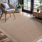 CAMILSON Easy Jute Rug 6x9, Indoor Outdoor Natural Color Fiber Area Rugs for Living Room Patio and Kitchen Rug, Sisal Boho Woven Design, Easy-Cleaning, Washable Outside Carpet Alfombras para(6 x 9)