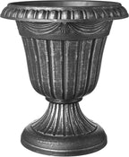 PL20SL Classic Traditional Plastic Urn Planter Indoor/Outdoor, 10" x 12", Brushed Silver