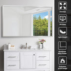 Silver Bathroom Mirror for Wall, 30x48 Inch Rectangle Mirrors with Metal Frame, Modern Vanity Wall Mirror Decor for Bathroom Living Room, Entryway Hangs Horizontal or Vertical