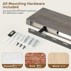 Marsmiles Wood Floating Shelves for Wall - 24 Inch Grey Wood Floating Shelves Set of 2-24 Inch Wide x 7.7 Inch Deep x 1.6 Inch Thick Rustic Wooden Shelves for Room Wall