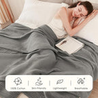 EMME Cotton Blanket Twin XL for Bed Soft Muslin Blankets 66"x90" Lightweight Breathable Layering Bedspread Coverlet All Season Gauze, Grey