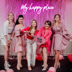 Kavaas My Happy Place Neon Signs 16.9" x 5.9", Pink LED Light Up Signs for Wall Decor | My Happy Place Sign for Girls Bedroom, Bar, Office, Dorms