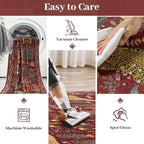 OJIA Jungle Print Washable Area Rugs 5x7, Soft Rugs for Living Room Ultra-Thin Non-Shedding Modern Bedroom Rug, Stain Resistant Throw Rug Large Carpet for Kids Nursery Dining Room, Red