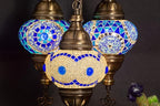 Mozaist Turkish Mosaic Lamp with Bulb – 3 Light Moroccan Table Lamp (Blue & White)
