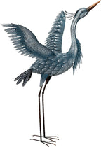 Regal Art & Gift Outdoor Garden Décor, Unique Bird Sculpture, Rustic Metal Bird Statues, Garden Ornaments, Bird Figurine for Lawn, Decorative Sculpture, Heron, Blue, Wings Up, 47"height