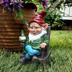 OwMell Drinking Wine Garden Gnome Statue Decoration 7.3" Figurine Ornament for Indoor Outdoor Home Patio Yard Lawn - Wine