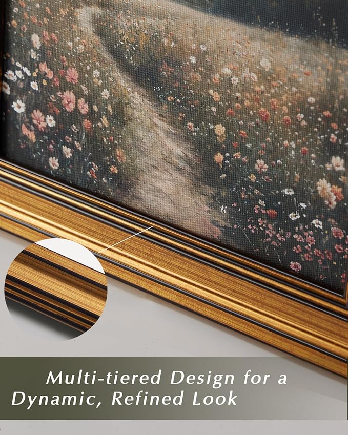 HUARCEY Gold Framed Vintage Wall Art for Living Room Dogs Oil Painting Wall Decor– Cozy Pet-Themed Aesthetic Room Decor for Bedroom Prints Study Classic Animal Artwork Gift for Dog Lovers 8"x10"