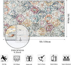 Lahome Moroccan Hallway Rug, 2'5''x8' Kitchen Runner Rugs Non Skid Washable Runners for Hallways, Ultra-Thin Oriental Carpet for Entryway Laundry Room Bedroom Bathroom, Aqua/Multi