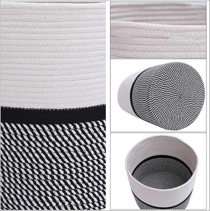 Cotton Rope Plant Basket Modern Woven Basket for 10" Flower Pot Floor Indoor Planters,Storage Organizer Toys Rustic Home Decor,Beige 11"x 11"