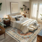 Topllen Washable Area Rug - Area Rug 6'x9' Boho Soft Living Room Rug, Non-Slip Large Area Rugs Indoor for Dining Room Livingroom Bedroom, Vintage Rug (Rust, 6x9ft)