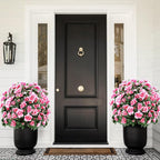 Artificial Boxwood Topiary Ball Trees with Ground Spikes UV Resistant Faux Greenery Shrubs Fake Shrubs for Outdoors, Realistic Faux Plants Bushes for Garden Porch Yard Patio Decor (Pink)