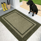 PURRUGS Dirt Trapping Door Mat 24" x 36", Non-Slip/Skid Machine Washable Entryway Rug, Shoes Scraper, Area Rug, Super Absorbent Welcome Mat for Muddy Wet Shoes and Paws, Budding Green & Sage Green