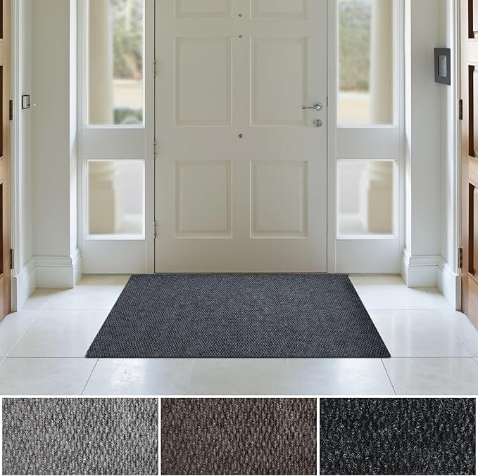 iCustomRug Entryway Door Mat – 3x4ft Charcoal, Indoor/Outdoor, Non-Slip Rubber Backing, Low-Profile All-Weather Carpet, Non-Shedding & Easy Care, Entryway Mat Ideal for High Traffic Areas