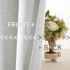 MIULEE 100% Blackout Linen Textured Curtains for Bedroom Solid Thermal Insulated Heathered White Grommet Room Darkening Curtains & Drapes Luxury Decor for Living Room Nursery 52 x 84 Inch (2 Panels)