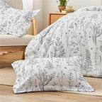 Love's cabin White King Size Comforter Set - King Comforter Set, 3 Pieces Cute Floral Bedding Sets for All Seasons,1 Soft Reversible Botanical Flowers Comforter and 2 Pillow Shams