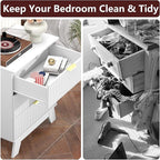 Fluted Dresser for Bedroom,3 Drawer Dresser for Closet,Storage Cabinet and Chest of Drawers with Gold Handle,TV Stand,Storage Organizer for Living Room,Hallway,Entryway,White