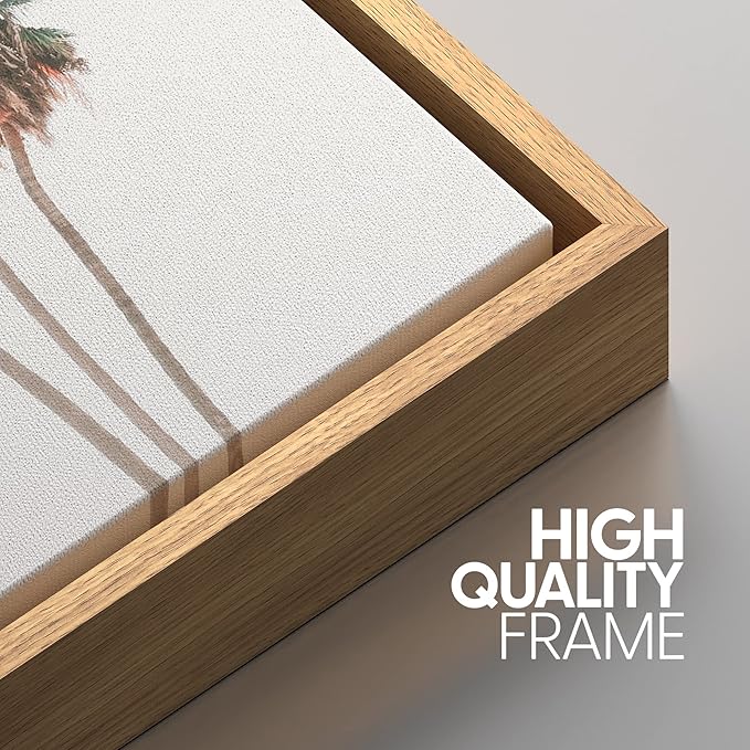 SIGNWIN Framed Canvas Print Wall Art Set Retro Vintage Pastel Tropical Island Beach Nature Wilderness Photography Modern Art Landscape Relax/Calm for Living Room, Bedroom, Office - 24"x36"x3 Natural