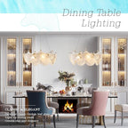 Gold Round Chandelier 8 Light Ginkgo Crystal Chandelier Light Fixture Hammered Glass Vintage Chandelier for Living Room Dining Room Bedroom High Ceiling Foyer,24in