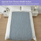 Bigacogo Chunky Knit Throw Blanket for Couch, 40x80 inches, 100% Hand Knitted with Thick Jumbo Chenille Yarn, Cozy Soft Large Rope Knot Cable Crochet Blankets for Sofa Bed Living Room, Dusty Blue