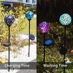 VCUTEKA Solar Garden Decorative Lights Outdoor, Mosaic Solar Light Waterproof LED Pathway Stake Light for Landscape Patio Yard Deck Walkway Decoration, 2 Pack （Blue&Purple）