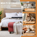 Ottoman Rectangular Storage Ottoman Bench, Flannel Footrest Stool Footstool with Lid for Living Room, Bedroom, Entryway, Red, 28.5"x19"x17.5"