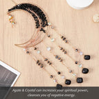 Black Gemstone Dream Catcher 7 Chakras Tree of Life Moon Dream Catcher with Healing Crystal Square Stones Handmade Dreamcatcher Wall Decor for Adults Boys Girls,Bedroom,Wedding,Garden,Bless Gift