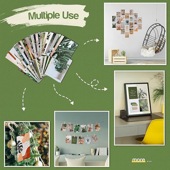 NGETC 50PCS Wall Collage Kit Double-Sided Printed Botanical Illustration Tarot Aesthetic Pictures Retro Wall Art Hippie Room Wall Decor Boho Postcards Pack Nature Posters for Adults Teen Girls Room