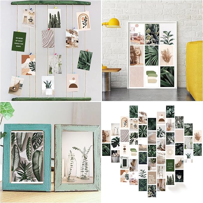NGETC 50PCS Wall Collage Kit Double-Sided Printed Botanical Illustration Tarot Aesthetic Pictures Retro Wall Art Hippie Room Wall Decor Boho Postcards Pack Nature Posters for Adults Teen Girls Room