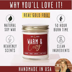 Christmas Candles, Fall Candles, Warm and Cozy' Soy Candle I Berries, Apple & Cinnamon I Infused w/Essential Oils I Warm n Cozy Home Decor I Winter and Holiday Candle I 50Hr Burn I USA Made