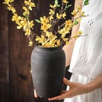 Terracotta Rustic Vase, Farmhouse Decorative Vase Boho Decor, Ceramic Vases for Home Decor, Table, Living Room, Shelf Decoration, 8.2 Inch