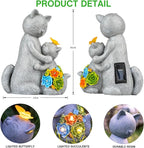 Solar Garden Statues Loving Cat Figurine Lights for Outside, Yard Decorations Outdoor, Garden Decor Unique Mothers Day Birthday Housewarming Gifts for Mom, Women