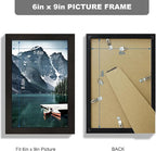 6x9 Picture Frame - Made of Real Glass and Black Wooden Frame, 6 by 9 Photo for Wall or Tabletop Display, 3 Pack