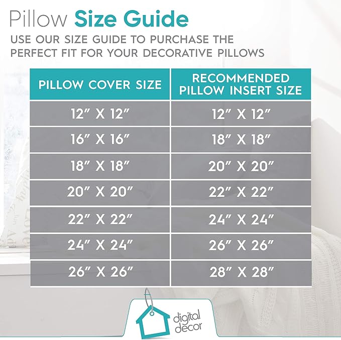 Digital Decor Premium Throw Pillow Inserts Sham - Decorative White Square Form Pillow Inserts - Perfect for Bedroom, Sofa & Couch (1 Pack)