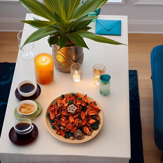 Fall Potpourri Bags, Oranges Scented Dried Flowers, Autumn Potpourri Bowl Vase Filler Decorative, Citrus Fragrance for Bathroom, Home Decor Fragrance Sachet Petal (Orange)