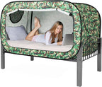 Bed Tent Twin Bed Canopy Portable Dream Tent for Adult Indoor Sleeping Tents with 2 Doors Breathable Private Space Tents, Green Camouflage
