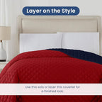 Martex Reversible Coverlet – King Bed Quilt – Lightweight King Size Bedding – Durable King Size Quilts for Bed – Soft - Easy Care Bedding – Red/Navy