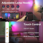 PARTPHONER RGB Tree Floor Lamp for Living Room, Stepless Dimmable Tall Standing Lamp with Remote, Touch Control and 3 Rotatable Light, Bright LED Lights for Bedroom with 4 Color-Changing, White
