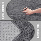 Shag Area Rug for Bedroom 3x5,Deep Grey Fluffy Area Rugs for Living Room,Soft Fuzzy Rug Non-Shedding Indoor Plush Carpet for Kids Bedroom Nursery Dorm Home Decor