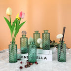 Glass Flower Vase, Green, Small Vase, Aromatherapy Bottle, 6 Sets, Simple Solid, for Birthday, Wedding, Thanksgiving, Home Decoration