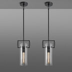 Modern Black Knurled Kitchen Island Pendant Lights 2 Pack,12'' Glass Island Pendant Light,Farmhouses Pendant Light, for Kitchen,Dining Room,Bathroom,Bulbs Included