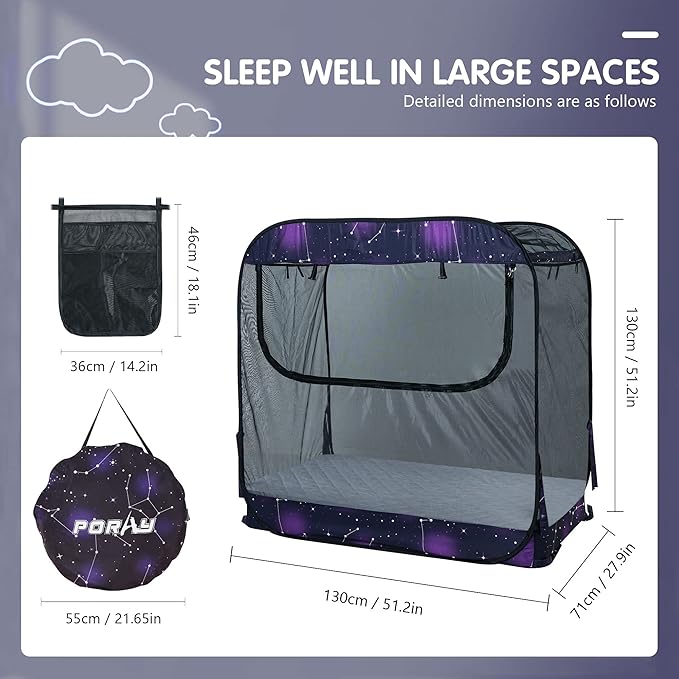 Porayhut Portable Baby Crib Net Safety Mesh Tent,Pop up Infant Mosquito Net, See Through Canopy Netting Cover for Baby&Toddler to Keep Baby from Climbing Out.