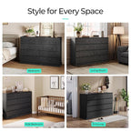 LINSY HOME 10 Drawer Dresser for Bedroom, 53" Wide Chest of Deep Drawers, Modern Farmhouse Wood Dressers with Storage, Large Drawer Organizer for Bedroom, Living Room, Handless Design, Black