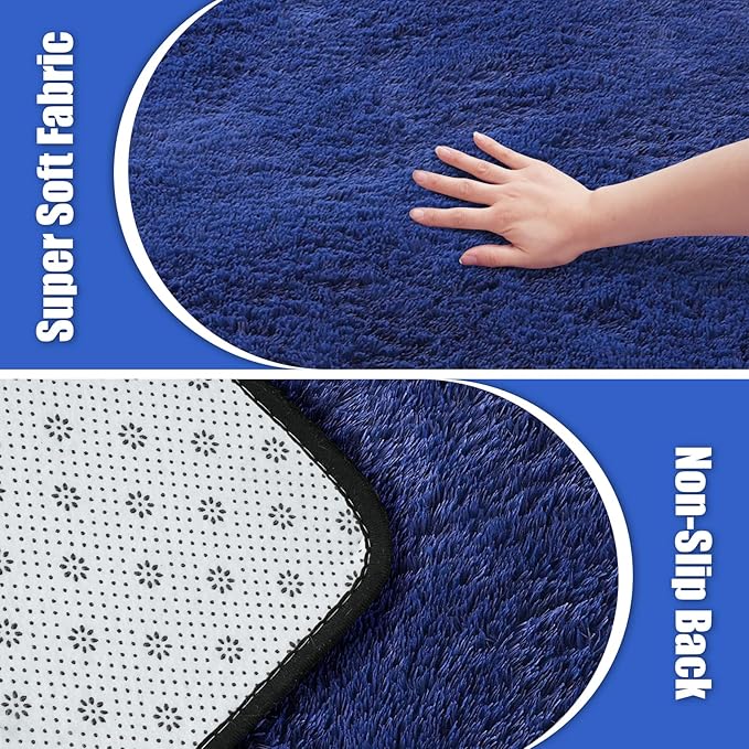 6x9 Fluffy Area Rug for Living Room,Shag Area Rugs for Bedroom,Blue Soft Fuzzy Rug Non-Shedding Indoor Plush Carpet for Kids Bedroom Nursery Dorm Home Decor