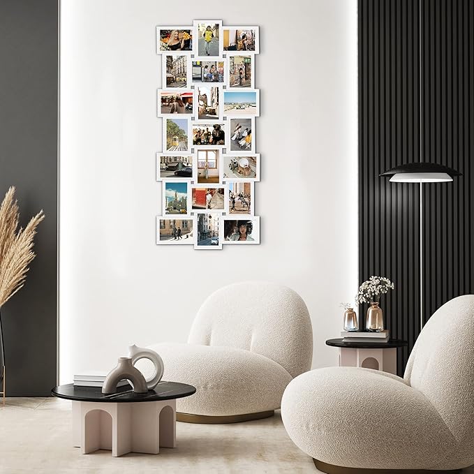 Jerry & Maggie 4X6 Collage Picture Frames for Wall Decor, 21 Opening Collage Wall Hanging for 6x4 Photo, Multi Picture Frame Set with One-piece Design White