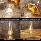 Tuanse 2 Pcs Oil Lamps for Indoor Use Vintage Hurricane Emergency Glass Oil Lamps Large Lantern Classic Decorative Oil Lamp for Home Tabletop Emergency Lighting Supplies(Clear)