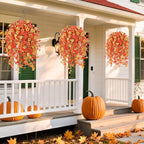 6 Bundles Artificial Fall Flowers for Outdoors Fake Plants Garden Home Fall Decor,UV Resistant Realistic Silk Faux Autumn Flower Indoor Outside Front Porch Patio Balcony Yard Farmhouse(Orange)